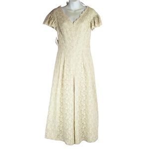 Gal Meets Glam Floral Lace Wide Leg Jumpsuit Antique Cream